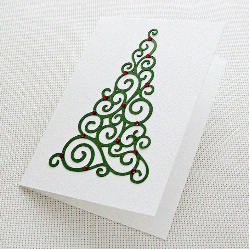 Jõulukaart pitsilise kuusega